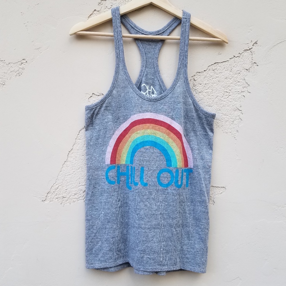 Chaser Gray Chill Out Graphic Tank Top Size Large